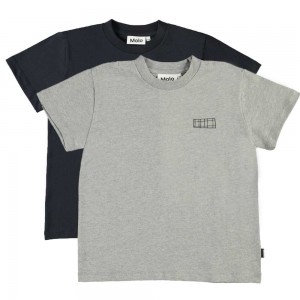 Molo Roxo 2-pack Boys' T Shirts Tops Navy Grey | ZA0000870